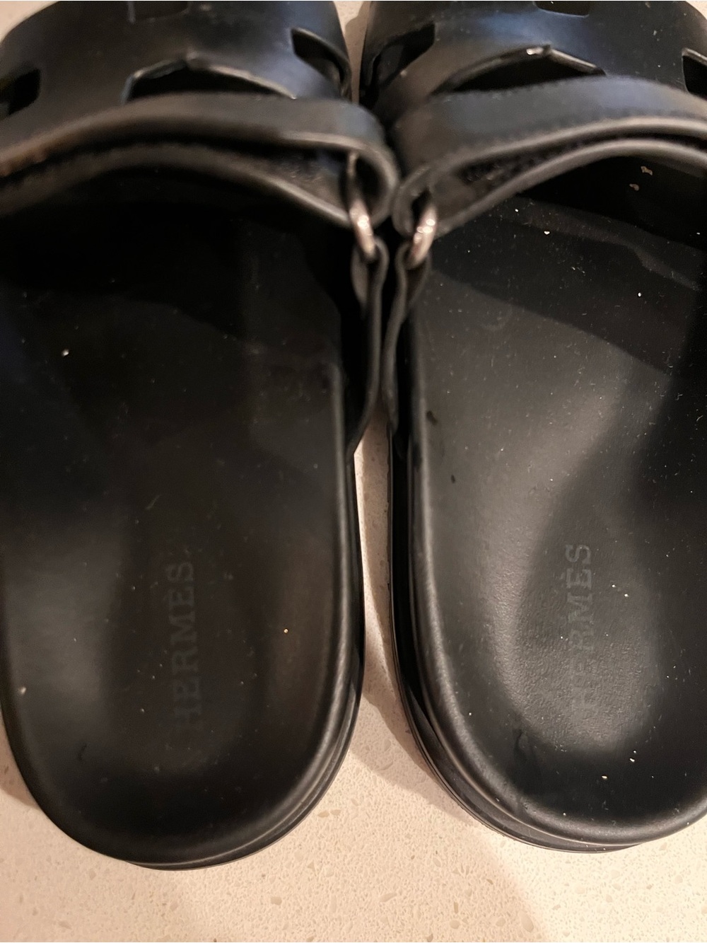 Women Hermes chypre Black Slide Sandals - - Picture 4 of 7